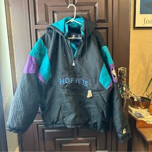 Vintage Starter Charlotte Hornets Jacket Pullover Anorak XL Basketball